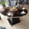 酒店圆桌玻璃桌不锈钢化玻璃餐桌隐形隐藏式火锅桌电磁炉火锅桌