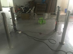 超市自动感应门红外感应摆闸商场药店图书馆不锈钢圆柱摆闸机图2