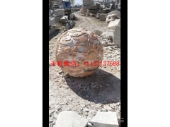 山东晚霞红石雕球景观石雕球雕塑厂家图3