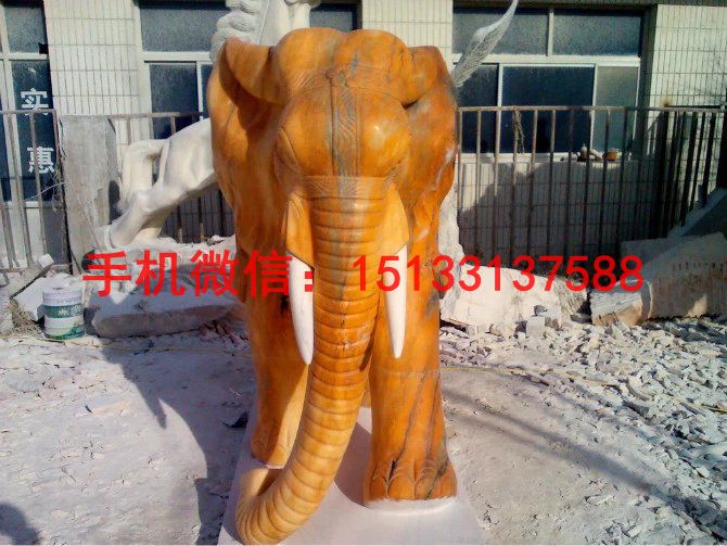 晚霞红石雕大象 企业大象石雕塑8