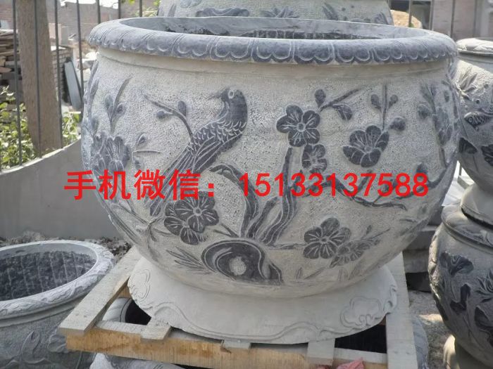 室外养鱼缸 仿古水缸石雕 (7)
