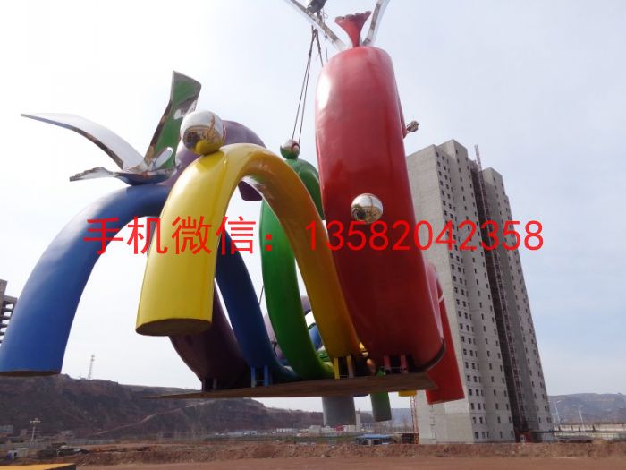 保德县石油基地景观不锈钢雕塑安装完工12