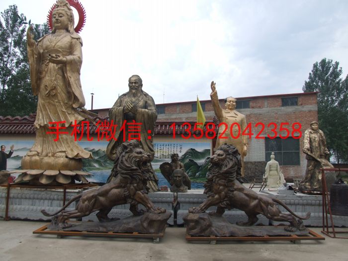 铜狮子雕塑 (2)