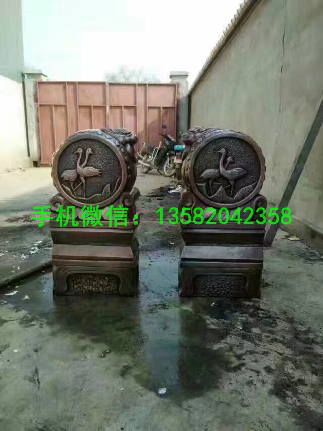 铜雕抱鼓 别墅铜门墩