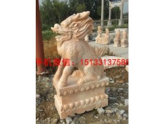 晚霞红麒麟石雕塑，晚霞红麒麟石雕塑图片大全图3
