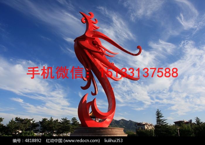 红色凤凰不锈钢雕塑 吉祥凤凰不锈钢雕塑. 广场不锈钢凤凰