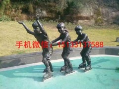 滑冰雕塑，人物铜雕塑图1