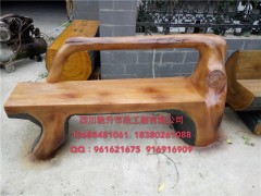 四川仿木垃圾桶厂家，水泥仿树皮桌凳，靠背椅图3
