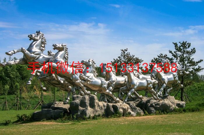 群马奔腾不锈钢雕塑 广场不锈钢雕塑马