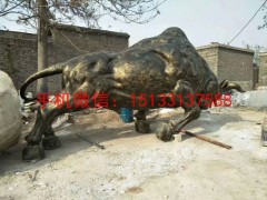 大型开荒牛雕塑，玻璃钢仿铜动物雕塑，重庆玻璃钢雕塑厂家图2