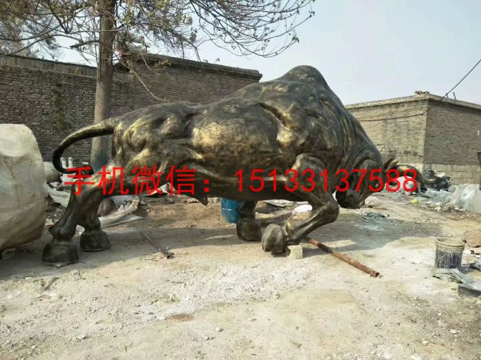大型开荒牛雕塑 玻璃钢仿铜动物雕塑