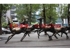 鹿群奔跑铜雕塑，广场动物铸铜雕塑图3