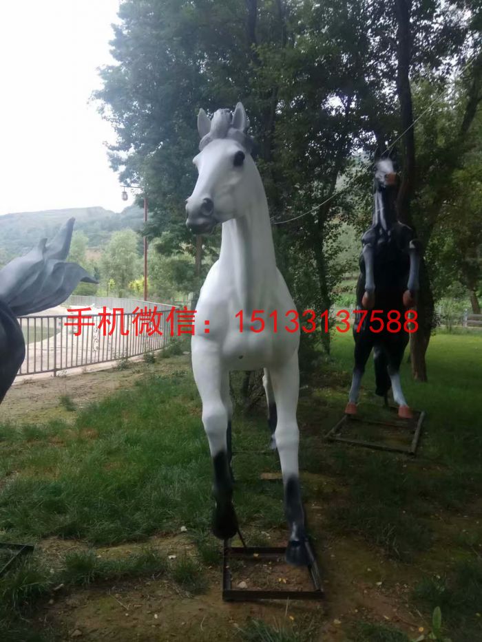 玻璃钢白马雕塑 玻璃钢动物雕塑1