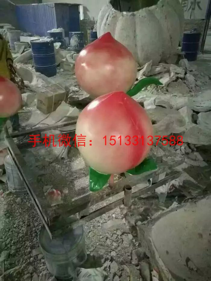 玻璃钢仿真桃子雕塑,水蜜桃雕塑