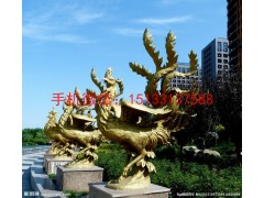 广场铜雕凤凰景观雕塑，铜铸造凤凰雕塑图2