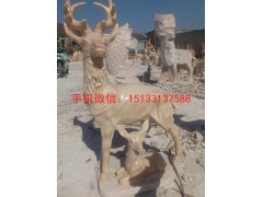 晚霞红小鹿石雕塑，草坪小鹿石雕图2