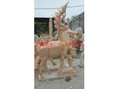 晚霞红小鹿石雕塑，草坪小鹿石雕图3