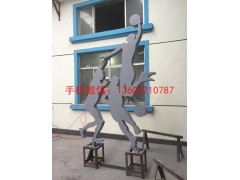 打篮球人物剪影雕塑，不锈钢雕塑厂家图2