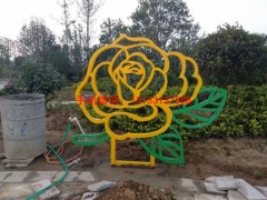 宁夏不锈钢玫瑰花雕塑，公园不锈钢雕塑制作厂家图3