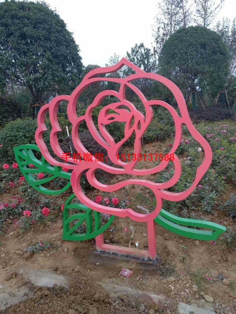 不锈钢玫瑰花朵雕塑11