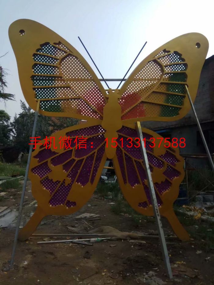 不锈钢彩色蝴蝶雕塑，大型广场蝴蝶雕塑6