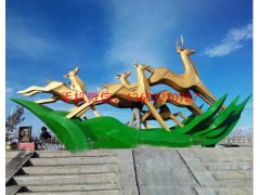 不锈钢奔跑麋鹿雕塑，重庆不锈钢雕塑厂家图3