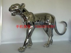 不锈钢豹子雕塑，亮光面豹子雕塑图2
