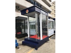 玻璃站岗亭,玻璃放哨亭,加LOGO,加立柱子加红绳子图2