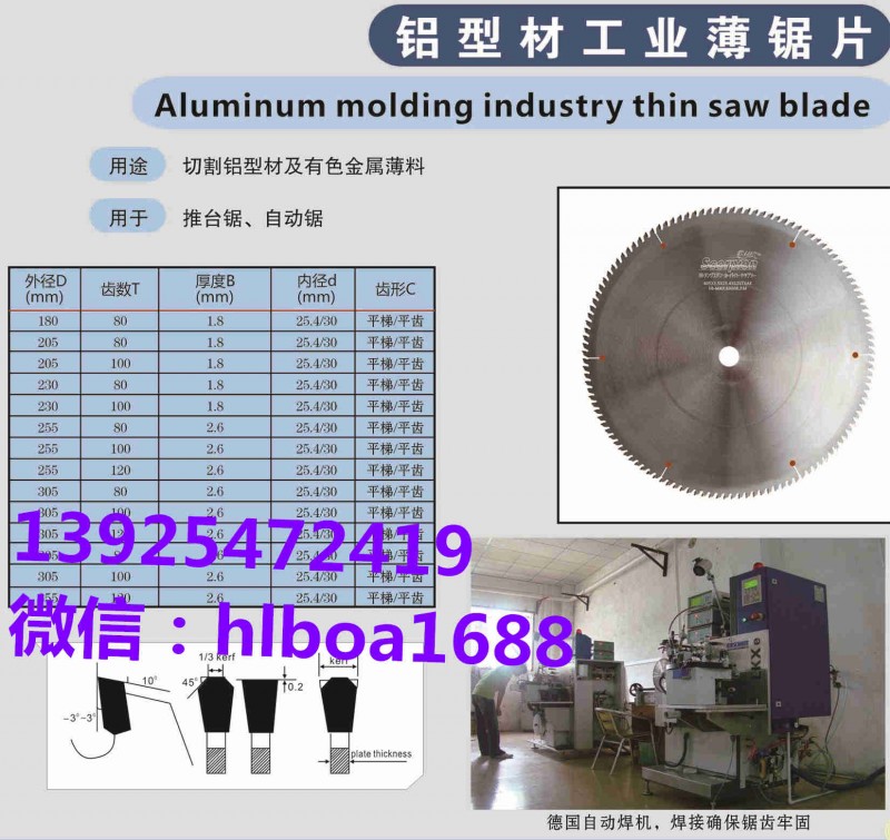 铝型材工业薄锯片