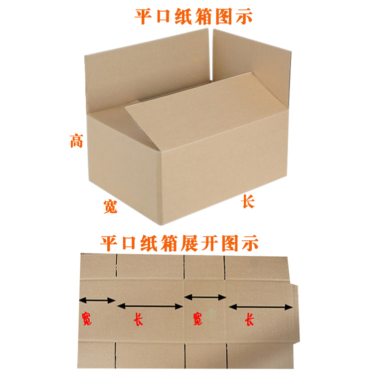 纸箱箱型平口箱成品及展开图对比