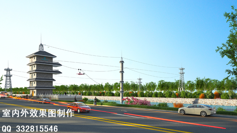 河堤效果图